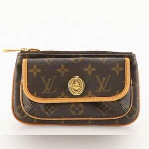 Louis Vuitton Tikal Pochette Monogram Canvas Small Clutch with Vachetta Trim